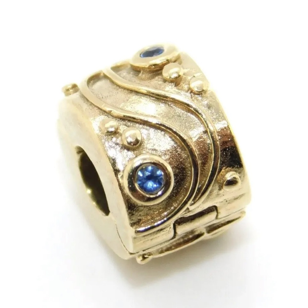 Pandora 14K Yellow Gold Babbling Brook Clip with Sapphires - 750418SA